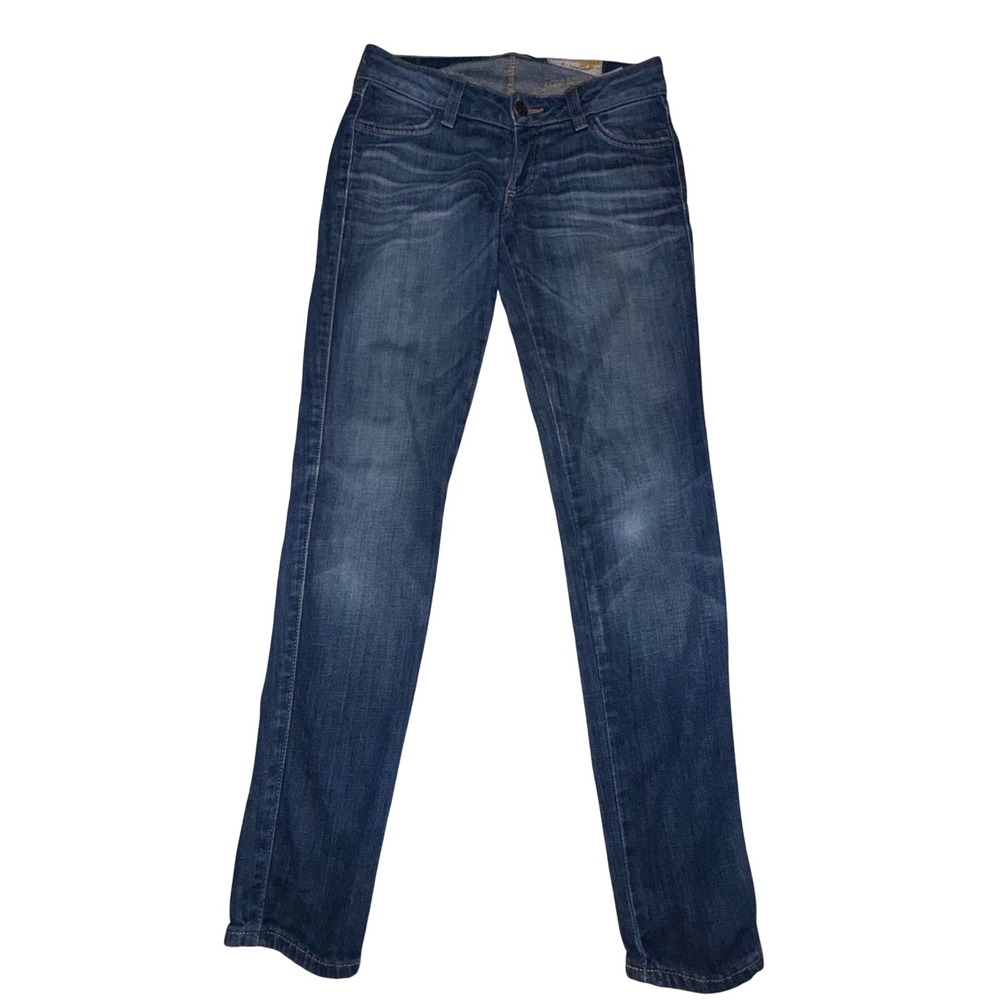 Siwy Hannah Skinny Jeans 24 Blue Low Rise Embroidered Heart Pocket Y2K Indie